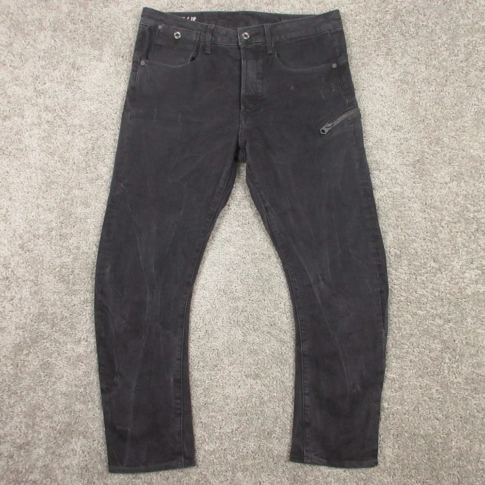 G Star Raw Jeans Mens 32x30 Black Type C Zip 3D Tapered Button Fly Denim Pants